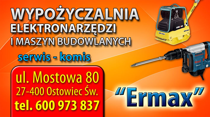 WYPOŻYCZALNIA NARZĘDZI,ELEKTRONARZĘDZI I MASZYN BUDOWLANYCH ERMAX