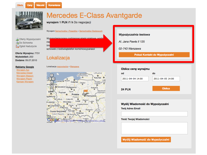 dane kontaktowe wypożyczalni dane kontaktowe wypożyczalni